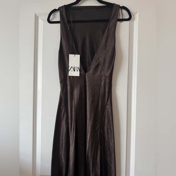 ZARA Espresso Sleeveless Gown - NWT - Picture 3 of 5